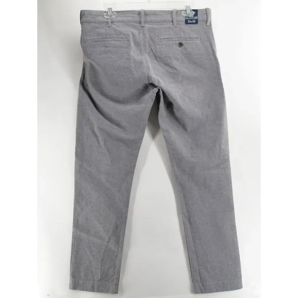 NWT J.Crew Brushed Twill Pants Mens 33x32 (31L) Light Gray Flex Slim Fit AA091